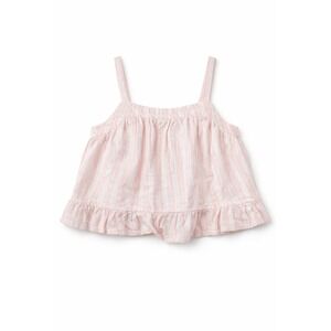 Nordstrom Cami Top Kids 3 Pink White Striped Linen Blend Ruffle Back Button